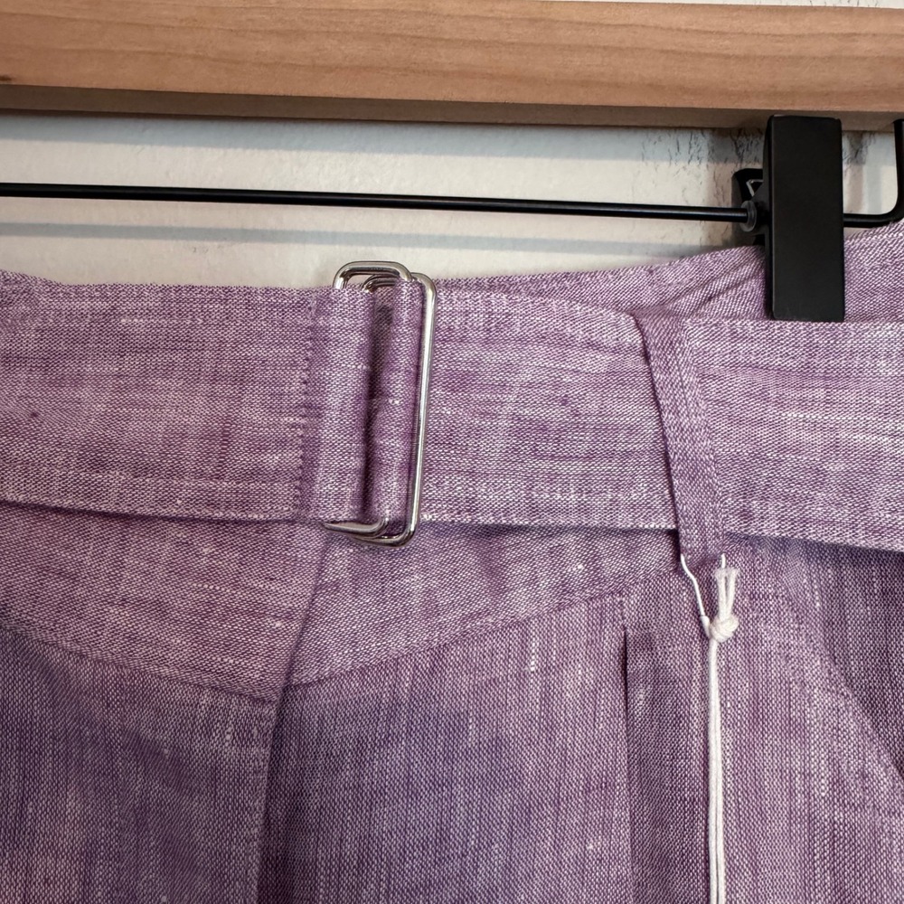 NWT Matthew Bruch Wide Leg pants belted linen lavender melange 2 minimalist boho - Picture 4 of 7